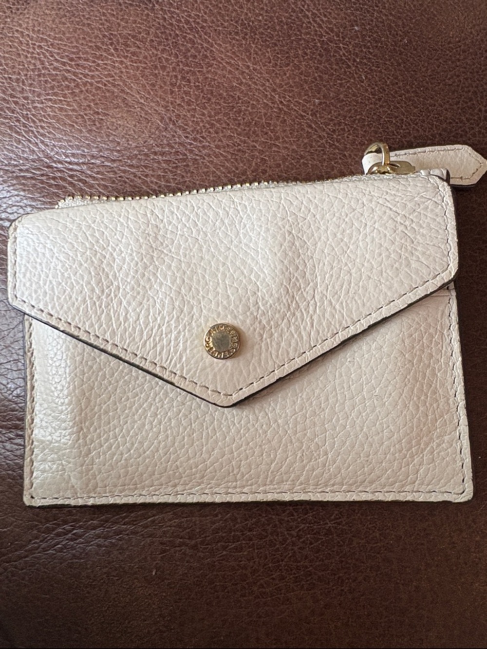 Aimee Kestenberg Cream Pebbled Leather Envelope Card Wallet